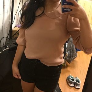 Translucent Light Pink Peter Pan Collar Blouse⭐️